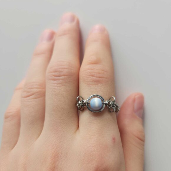 Medieval whimsical blue and silver ring ✦ size 7 ✦ - Picture 4 of 7